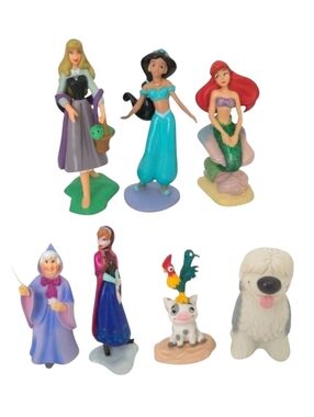 Disney Princess Mini Figurines (Lot of 7)- Anna Frozen, Jasmine, Ariel Mermaid